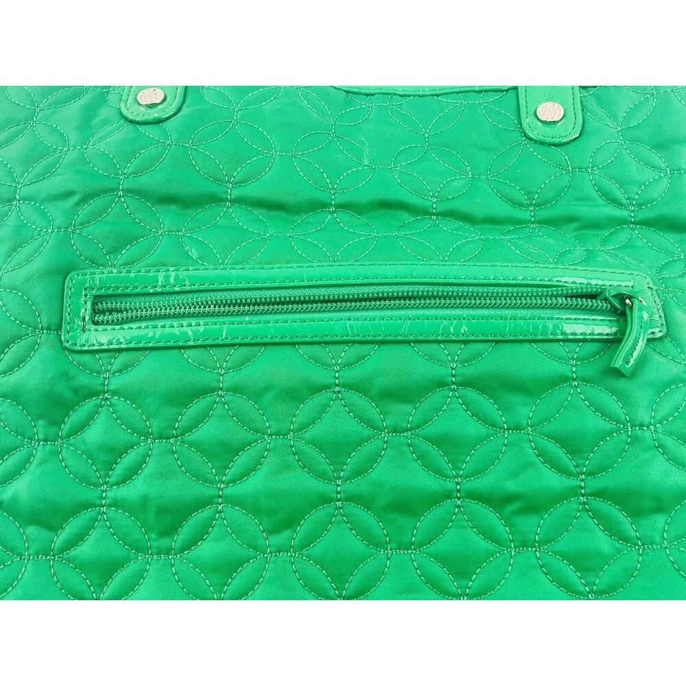 Vera Bradley Shoulder Bag Satchel Large Multi Compartment Green Solid Wedding Ri - Picture 5 of 14